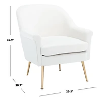 White Upholstered Mid-Century Accent Chair