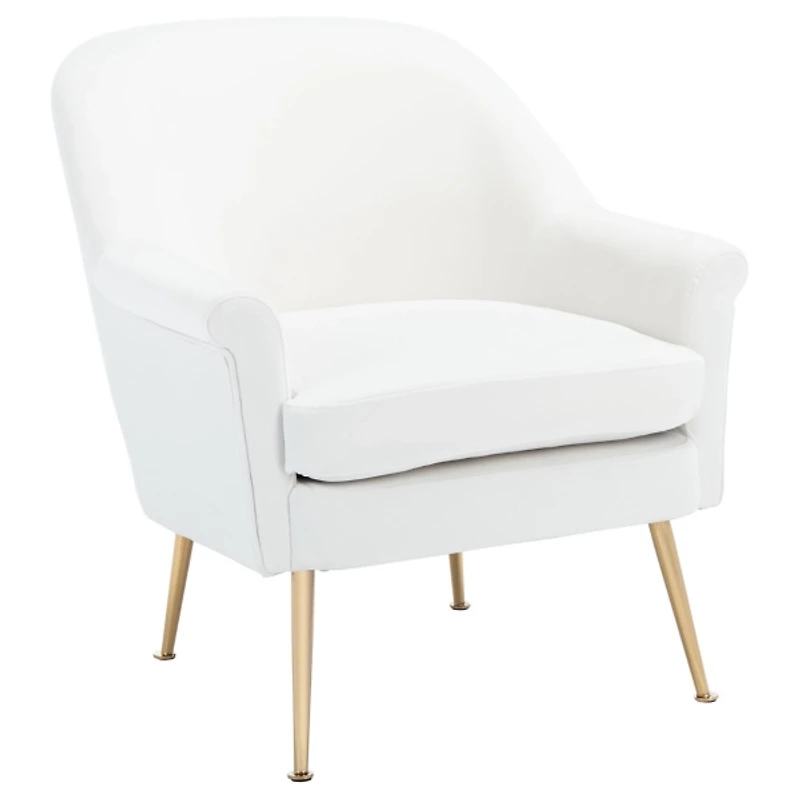 White Upholstered Mid-Century Accent Chair