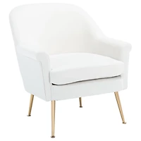 White Upholstered Mid-Century Accent Chair