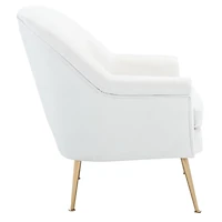 White Upholstered Mid-Century Accent Chair