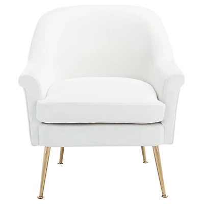 White Upholstered Mid-Century Accent Chair
