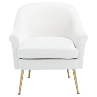 White Upholstered Mid-Century Accent Chair
