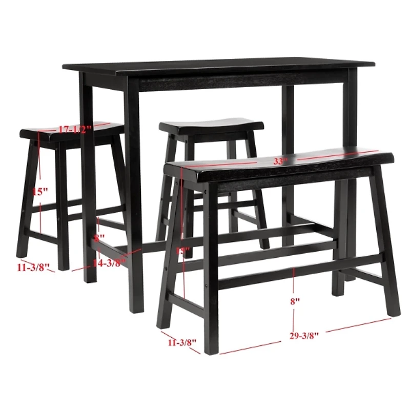 Espresso Oak Contemporary 4-pc. Stool & Table Set