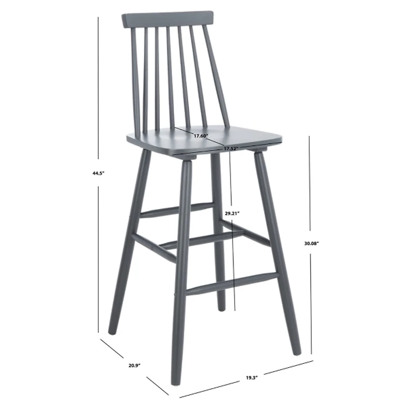 Gray Wood Scandinavian Bar Stools, Set of 2