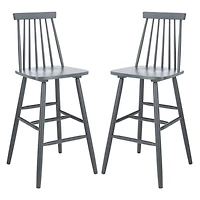 Gray Wood Scandinavian Bar Stools, Set of 2