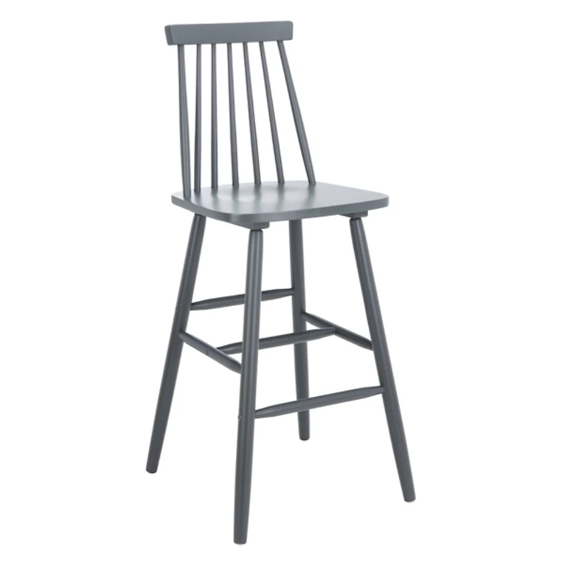 Gray Wood Scandinavian Bar Stools, Set of 2