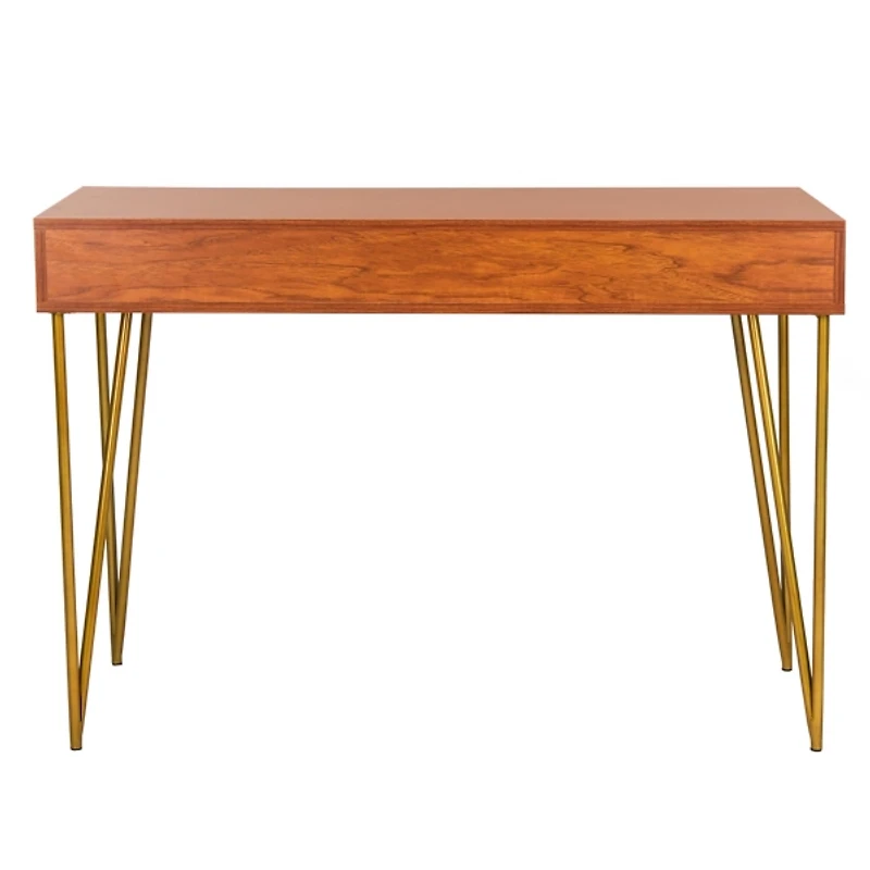 Natural Wood and Gold Mid-Century Desk