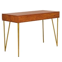 Natural Wood and Gold Mid-Century Desk