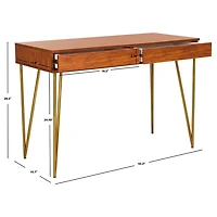 Natural Wood and Gold Mid-Century Desk