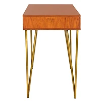 Natural Wood and Gold Mid-Century Desk