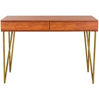 Natural Wood and Gold Mid-Century Desk