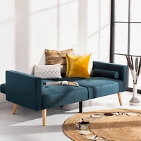 Blue Eucalyptus Mid-Century Convertible Loveseat
