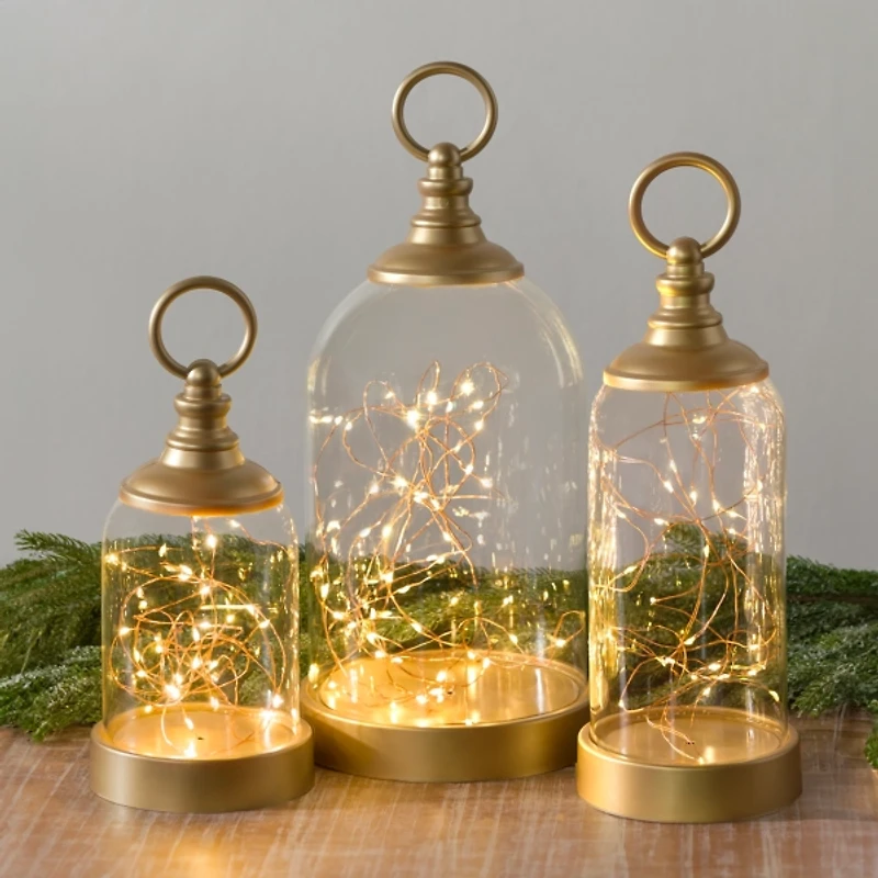 Gold Pre-Lit String Light Cloches, Set of 3