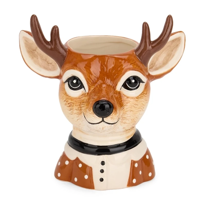 Deer Ceramic Vase, 6.5 in.