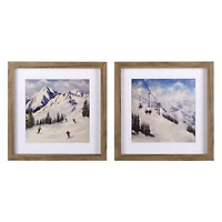 Mini Ski Scenes Framed Art Prints, Set of 2