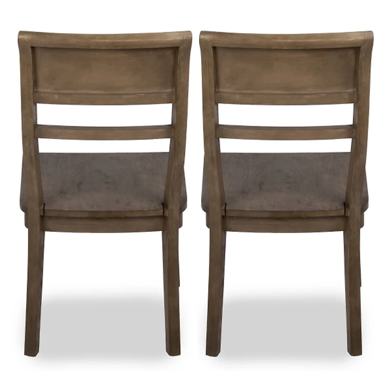 French Gray Wood Dining Chairs, Set of 2