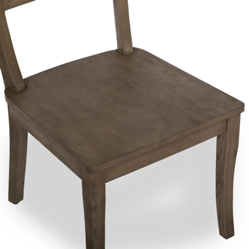French Gray Wood Dining Chairs, Set of 2