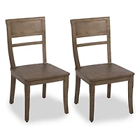 French Gray Wood Dining Chairs, Set of 2