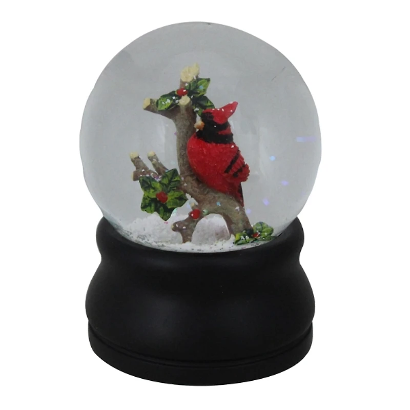 Musical Cardinal on Branch Snow Globe
