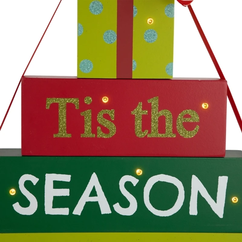 Pre-Lit Season to be Jolly Gift Box Decoration