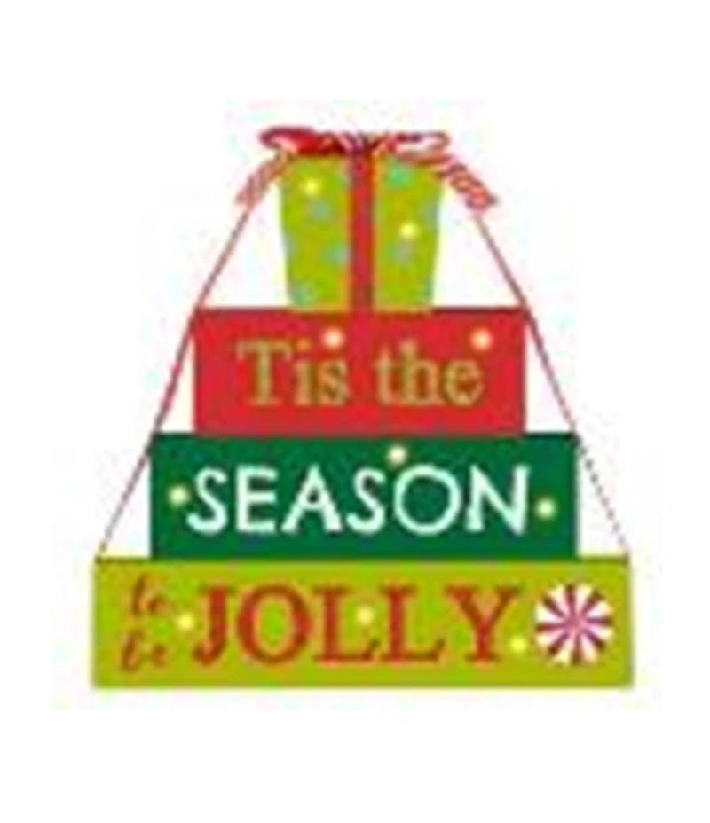 Pre-Lit Season to be Jolly Gift Box Decoration