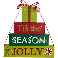 Pre-Lit Season to be Jolly Gift Box Decoration