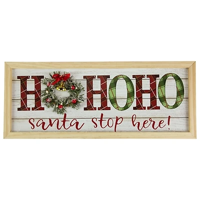 Plaid Ho Ho Ho LED Wreath Wall Plaque