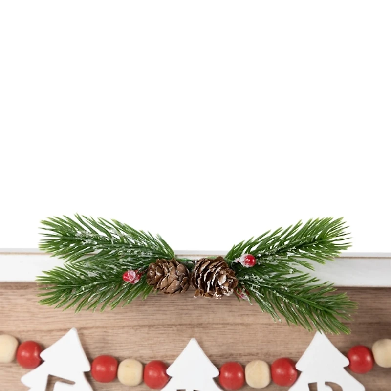 Merry Christmas Beaded Wood Wall Plaque