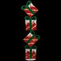 Pre-Lit Outdoor Tinsel Stacked Gift Boxes