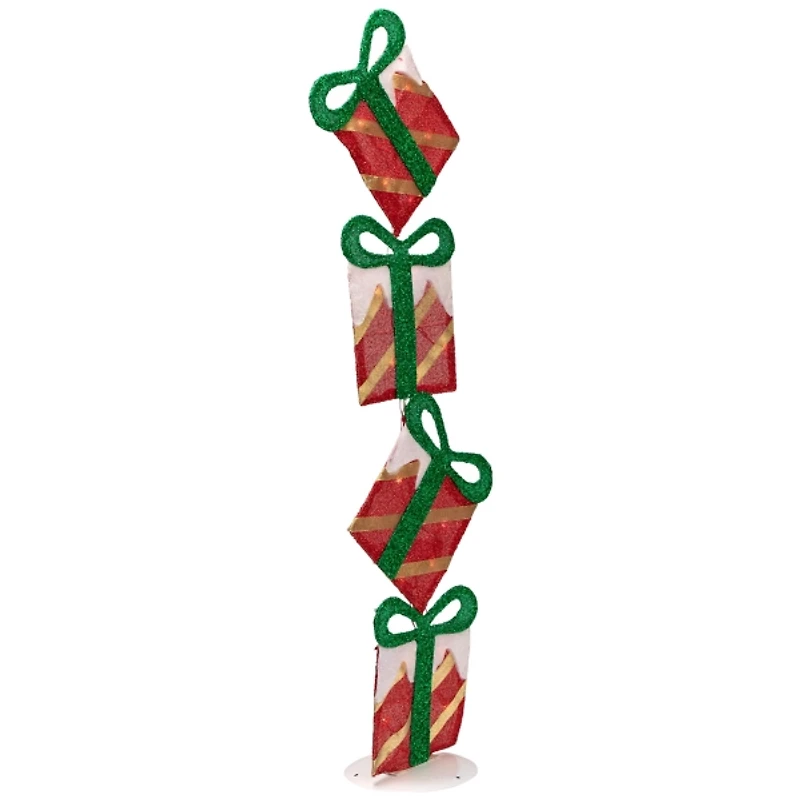 Pre-Lit Outdoor Tinsel Stacked Gift Boxes
