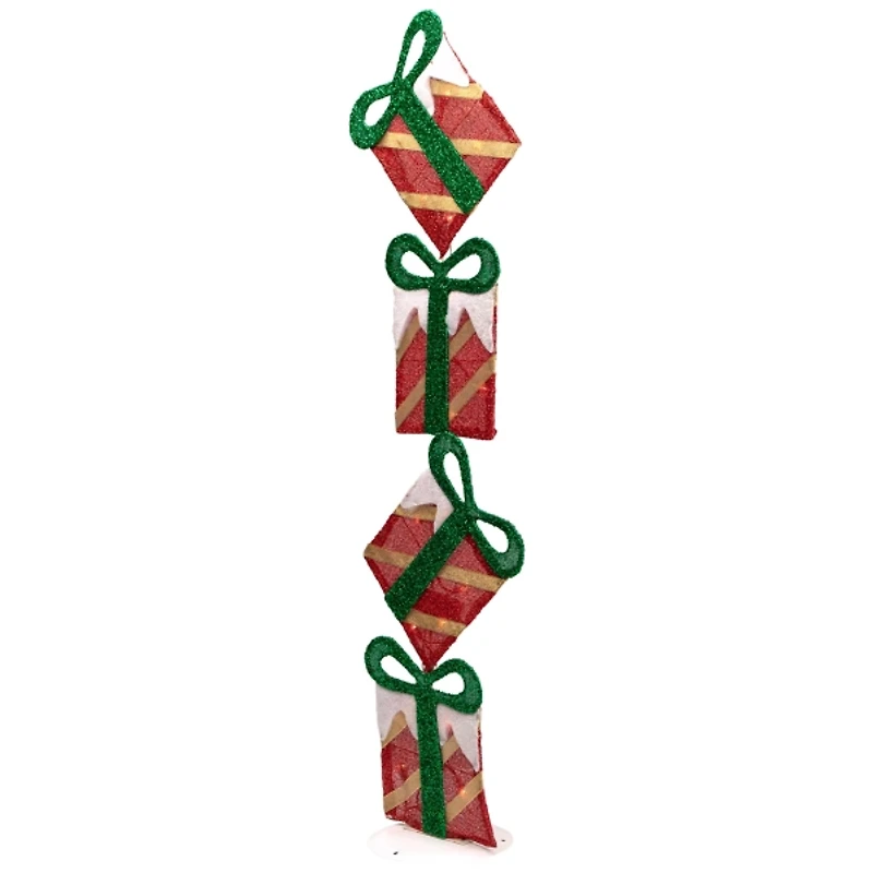 Pre-Lit Outdoor Tinsel Stacked Gift Boxes
