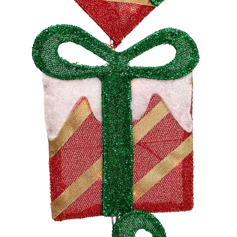 Pre-Lit Outdoor Tinsel Stacked Gift Boxes