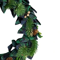 Blue and Green Plaid Ribbon Wreath
