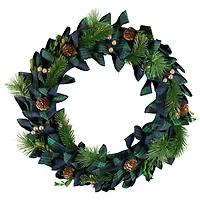 Blue and Green Plaid Ribbon Wreath