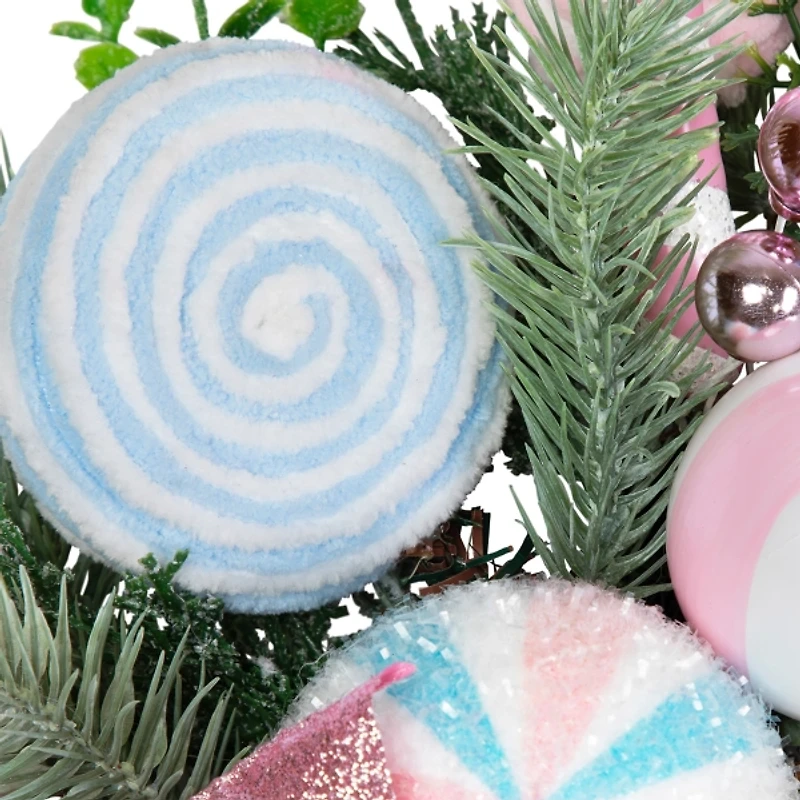 Pastel Nutcracker and Ornaments Wreath