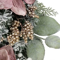 Pink Poinsettia and Ornaments Wreath