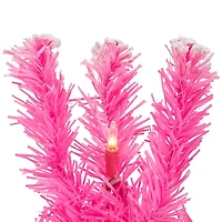 Pre-Lit Pink Flocked Pine Garland