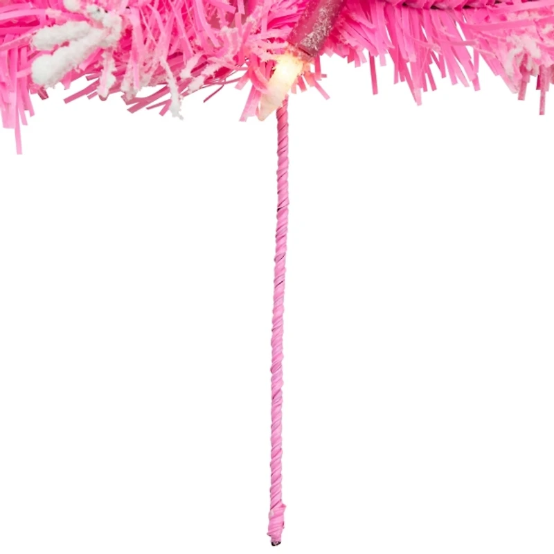 Pre-Lit Pink Flocked Pine Garland