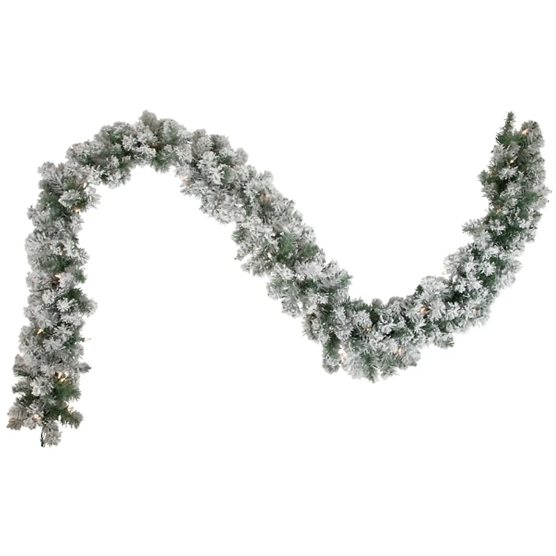 Pre-Lit Flocked Madison Pine Garland