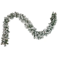 Pre-Lit Flocked Madison Pine Garland