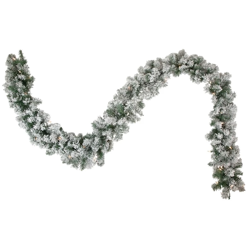 Pre-Lit Flocked Madison Pine Garland