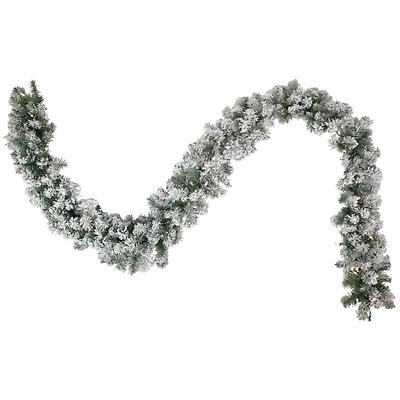 Pre-Lit Flocked Madison Pine Garland