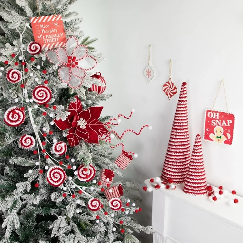 Candy Cane Swirls and Pom Poms Garland