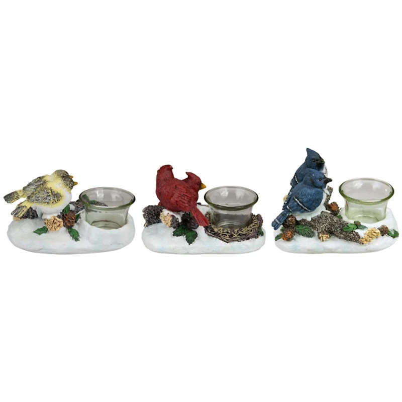 Christmas Birds Tealight Candle Holders, Set of 3