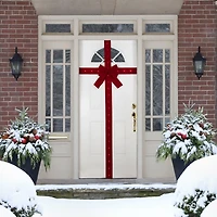 Pre-Lit Red Velvet Christmas Door Bow