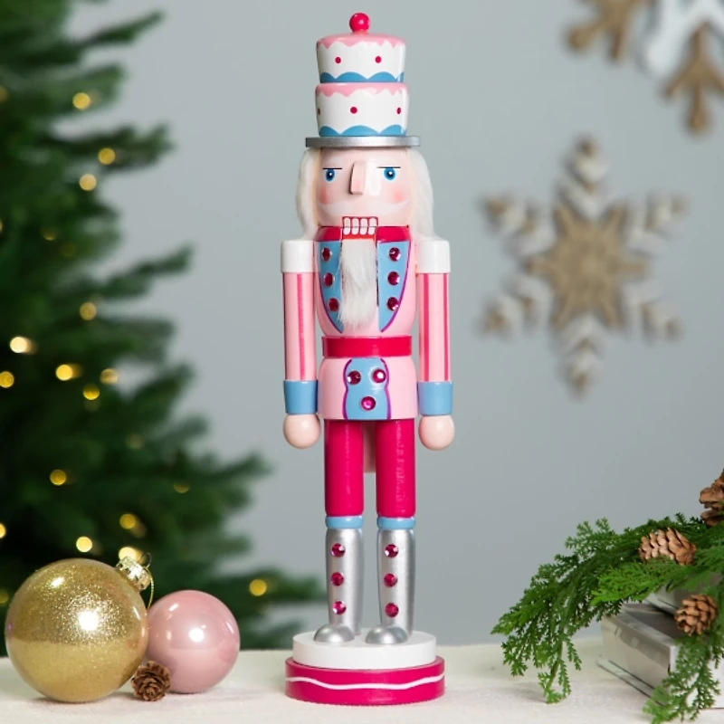 Pink and Blue Cake King Nutcracker Figurine