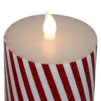 LED Flickering Candy Cane Pillar Candles, Set of 3