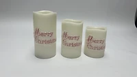 LED Merry Christmas Pillar Candles, Set of 3