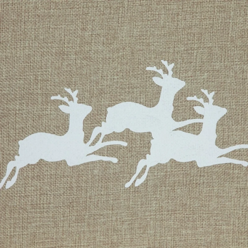 Beige Burlap Reindeer Christmas Tree Collar