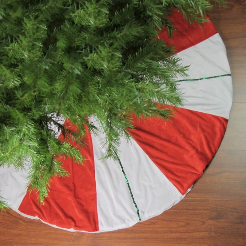 Red & White Peppermint Twist Christmas Tree Skirt